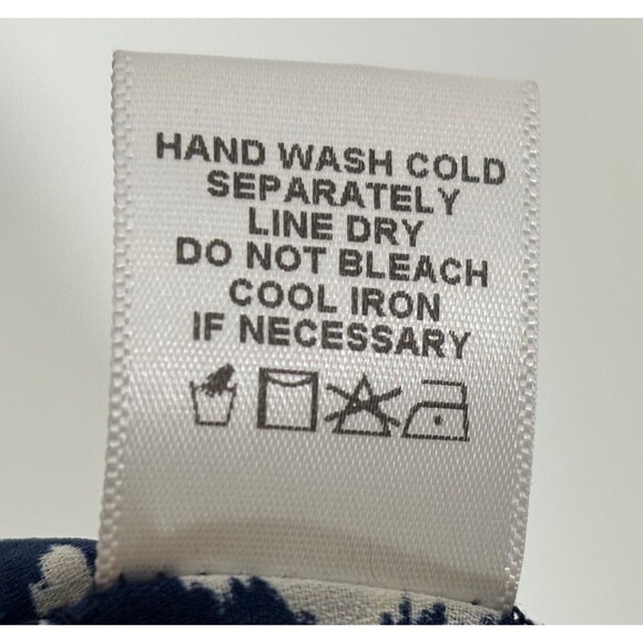 Pleione Tank Top Blouse Navy/Cream Geometric Pattern Pleated flowy - Picture 6 of 6